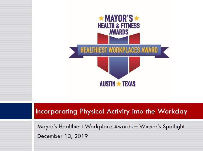 Winner's Spotlight - Incorporating Physical Activity into the Workday